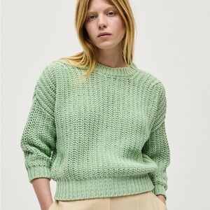 Babaa Jumper No 18 Ice Lagoon Thick Rib Cotton One Size Vegan Made in Spain